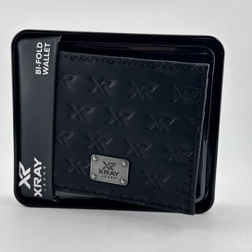 XRAY JEANS Mens Black Bifold Wallet Logo Pattern Credit Card XRMW-02